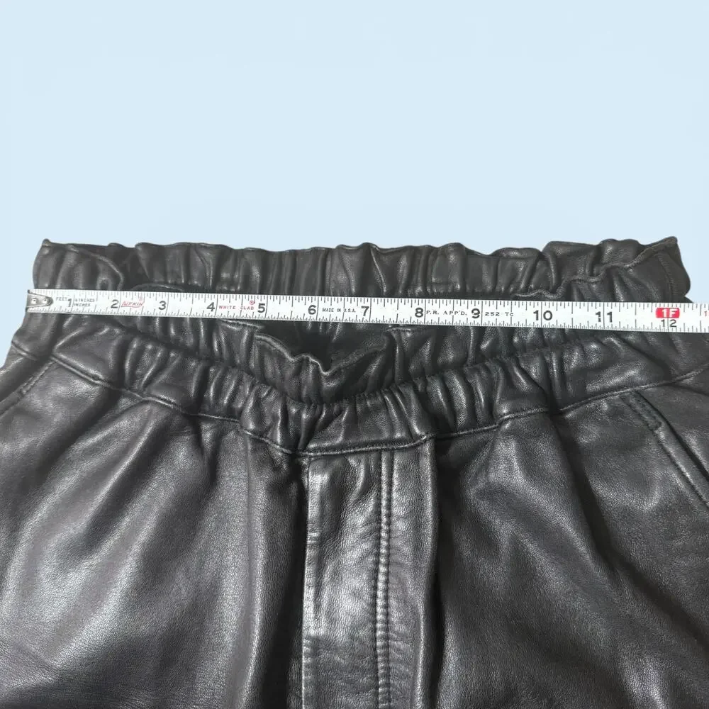 Surface to Air Black Lamb Nappa Leather Shorts Elastic Waist Men’s Size M